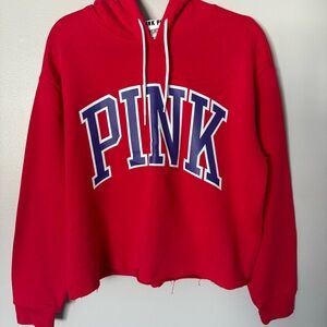 PINK Cropped Varsity Hoodie